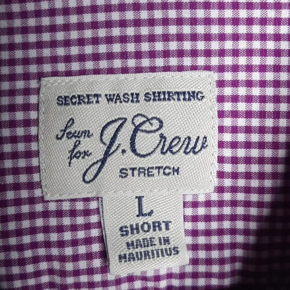 J. Crew Stretch Men's Slim Untucked Small Checkered Button Down Shirt Lg Short